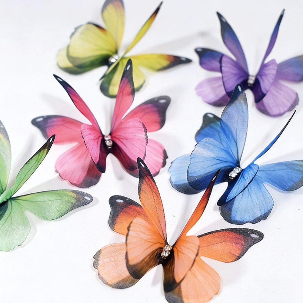 50Pcs 3D Organza Fabric Butterfly Appliques Clothes Sewing Patch  Bridal Hair Accessories