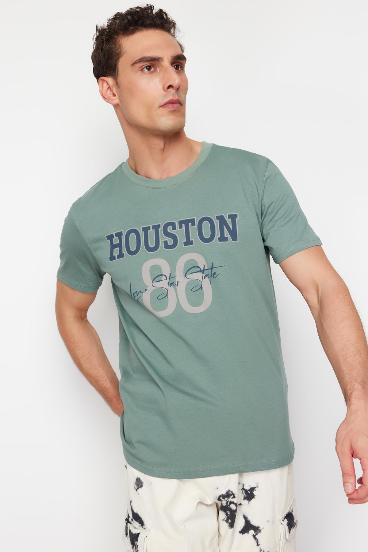 

Men s Fashion New T-Shirt Mint Houston Printed Regular Normal Cut T-shirt