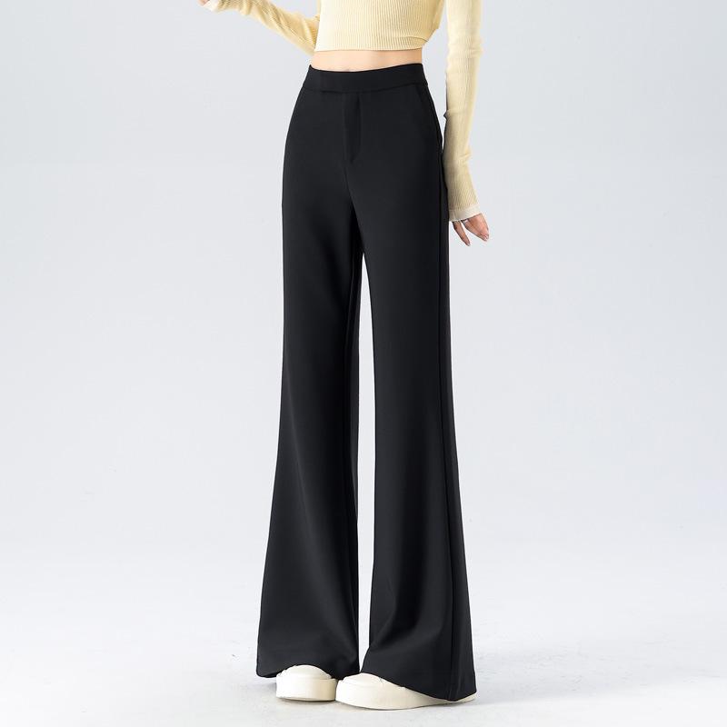 

Women s Black High-Waist Micro Flare Pants - Slimming, Draped, Casual Autumn 2025 Style X-Large чёрный