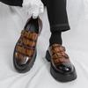 Mens Thick Sole Loafer Shoes PU Leather Slip-On Casual Dress Round Toe Rubber