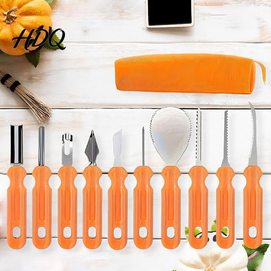 Pumpkin Scoops And Scrapers Halloween Carving Tools Kit Stainless Steel Blades Anti-slip Fruit Vegetable Set