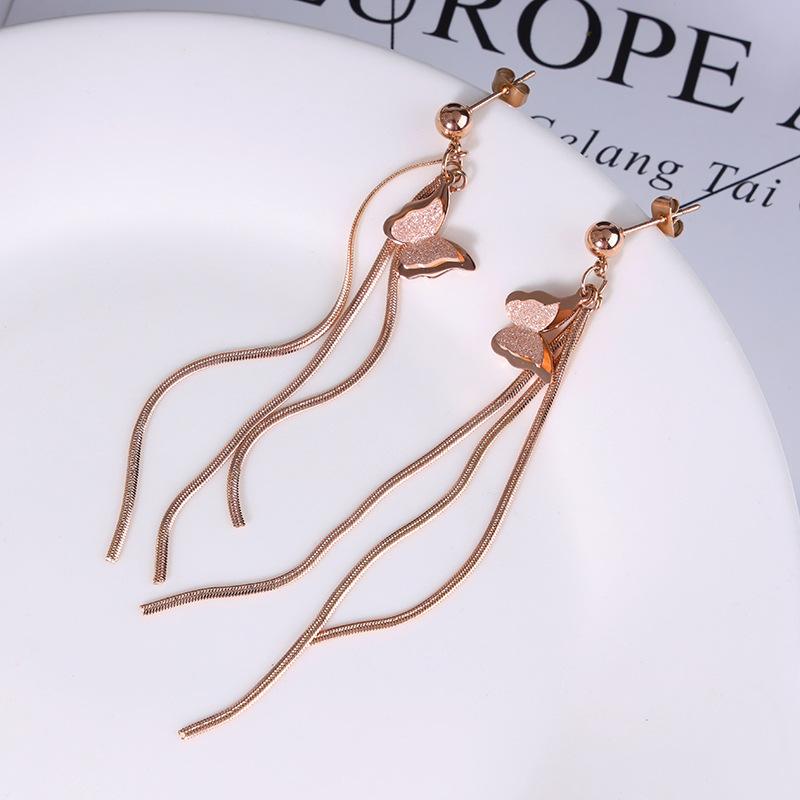 Japan And South Korea Sweet Su Different Face -Shaped Roman Digital Black Barrine Steel Titanium Steel Earrings