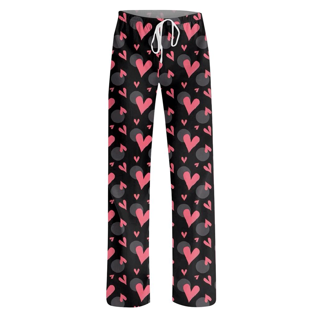 Damen Pyjamahose Nachtwäsche Lässige Hose mit Kordelzug und elastischer Taille Bequeme gerade lockere Yogahose