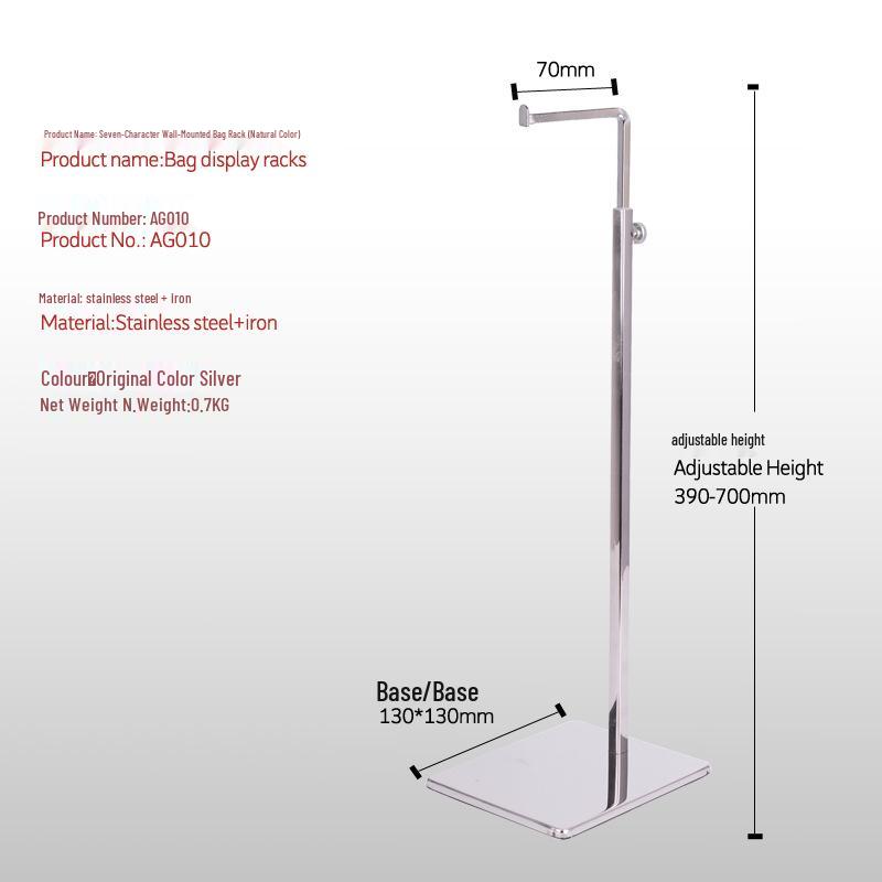 Stainless Steel Floor Standing Handbag Display Rack for Men’s & Women’s Bags
