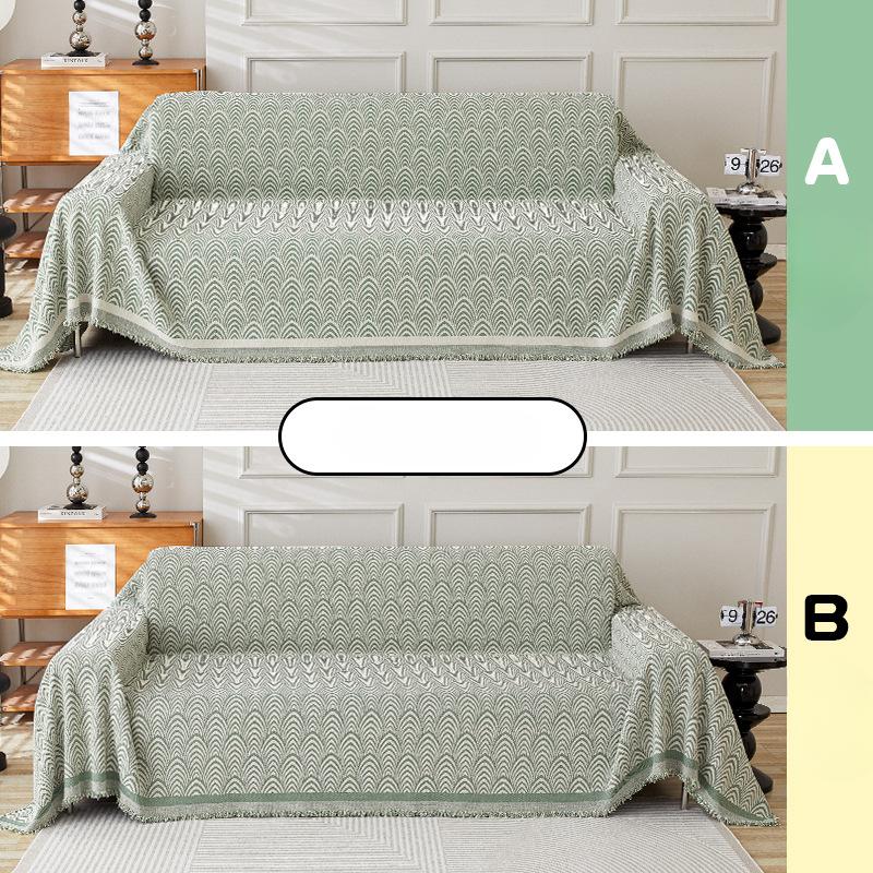 Black and White Four-season Universal Full-cover Fabric Sofa Towel, Light Luxury Chenille Sofa Cover Towel, Simple AB Double-sided Sofa Cover Towel