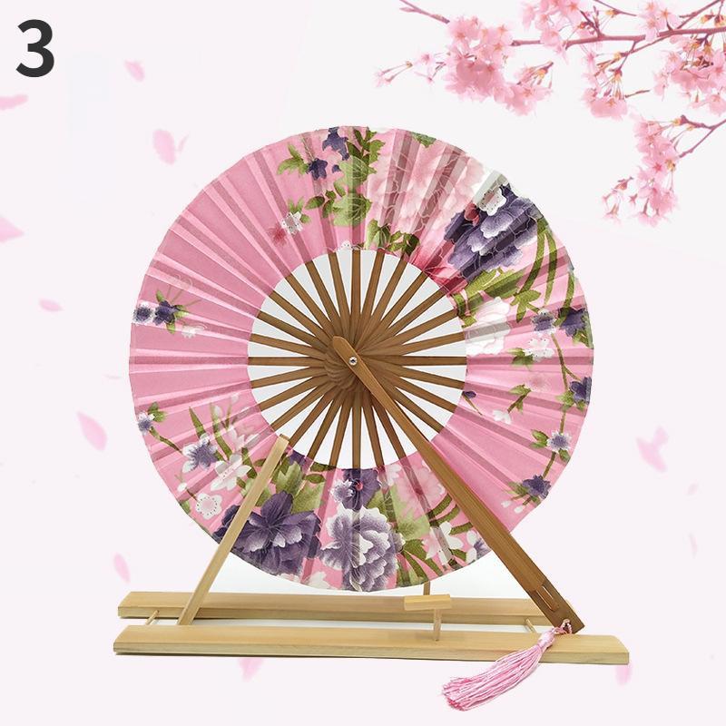 1PC Windmill Fan Female Gift Fan Japanese Round Fan Portable Folding Fan Lady Folding Fan