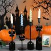 1PC Glass Halloween Bow Taper Candlesticks Elegant Table Centerpieces Tabletop Decor for Dinners Black Weddings 4 Styles