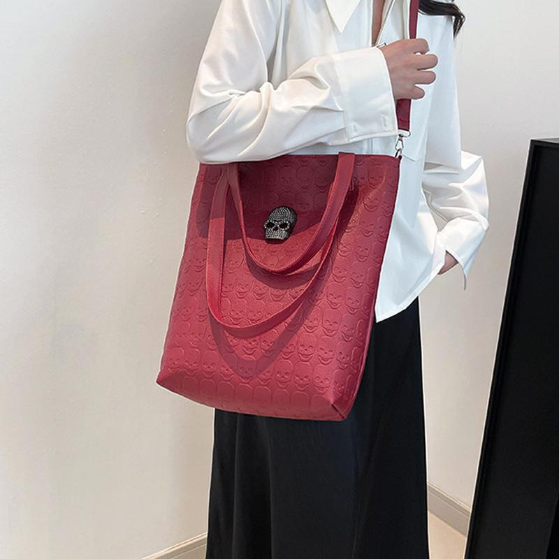 Bolso de Hombro de Gran Capacidad Bolso Tote Vintage de Calavera de Halloween para Mujer Monedero con Billetera Bolso de Mano Moderno de Cuero Sintético