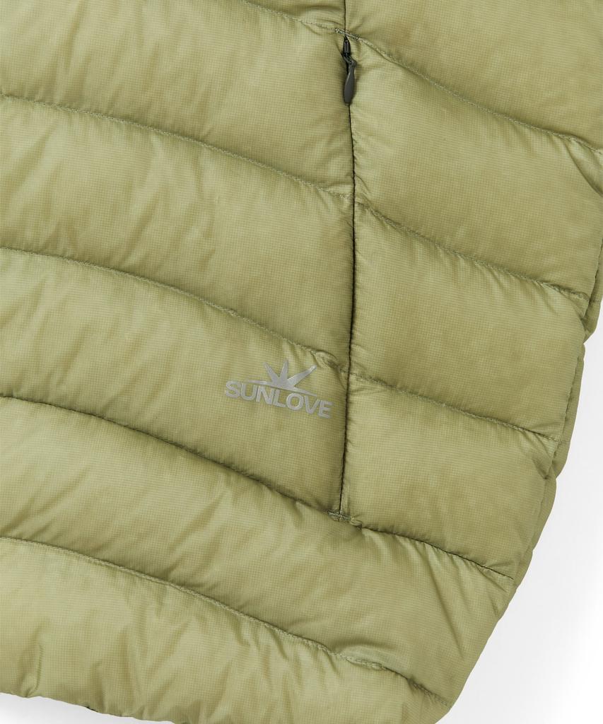 Sunlovetour Hooded Fly Light Down Jacket Khaki