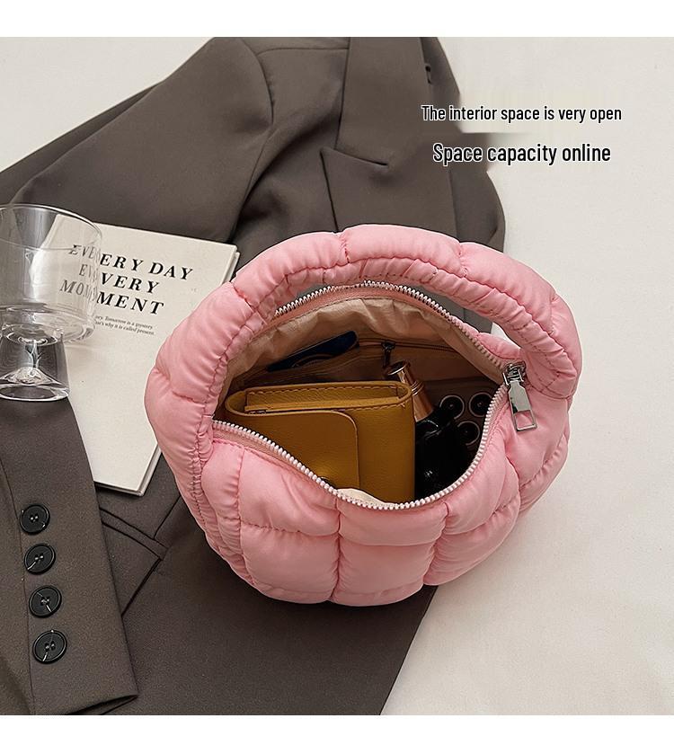 Korean Pleated Plaid Cloud Mini Handbag 2024 – Chic Downy Underarm Bag