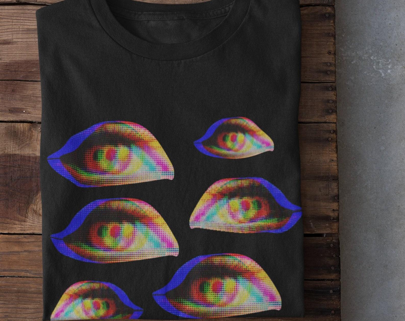 Glitch Eyes Shirt, Alt Clothing, Grunge Clothing, Weirdcore Clowncore Shirt, Y2k Eyes T-shirt, Vaporwave Synthwave Cyberpunk Shirt, Unisex T 3XL
