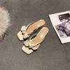 Fashion Shoes Square heel Rubber Flip Flops Woman's Slippers Low Slides Butterfly-Knot Block Hawaiian 2025 Summer Hoof Heels Rome PU Sca