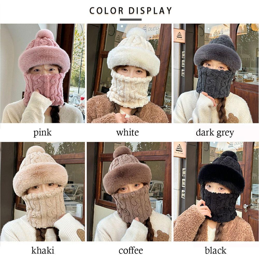 Thick Plush Mask Hat Scarf Set Ski Windproof Lei Feng Hat Casual Neck Warmer  for Cycling