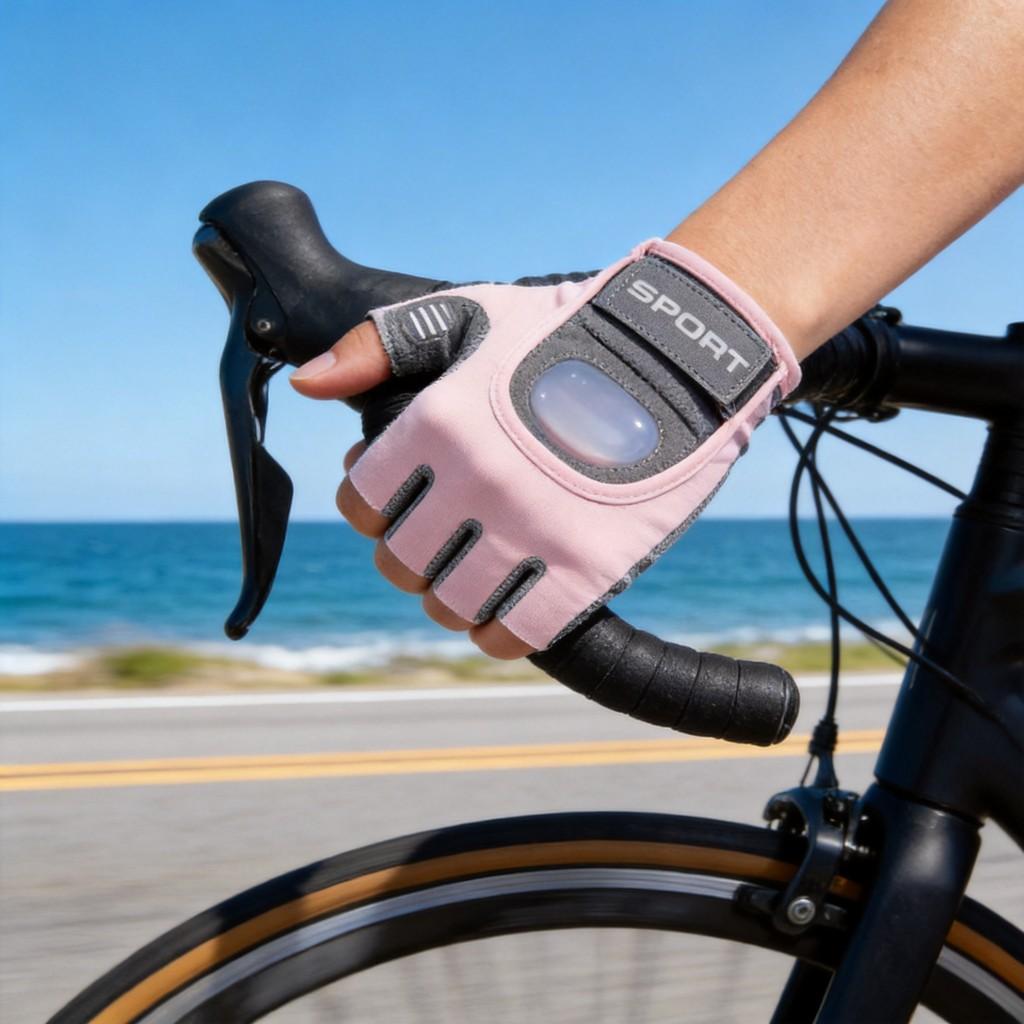 Breathable Nylon Half Finger Workout Gloves With Shock Absorption For Fitness And Cycling