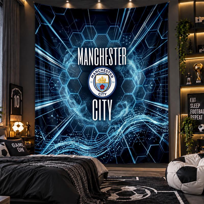 Wall Hanging Tapestry Manchester City Print Cloth for Living Room Bedroom Home Decor