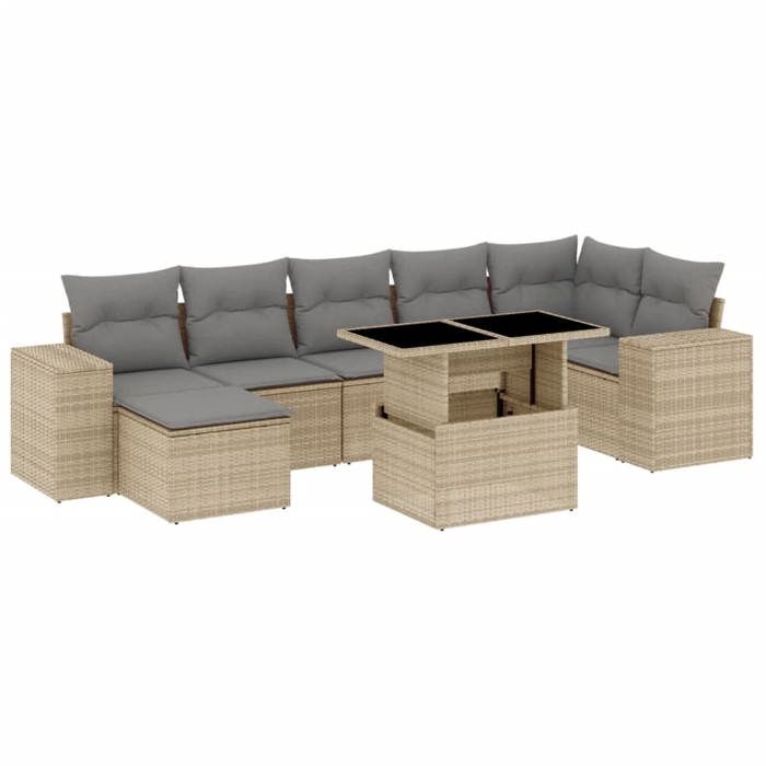 VidaXL Salon de jardin avec coussins 8 pcs beige résine tressée 3269319