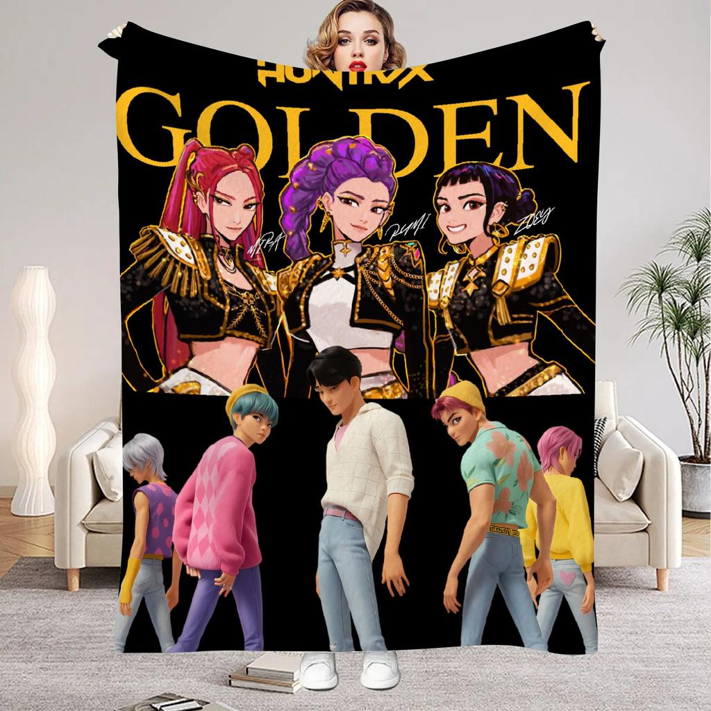 K pop Demon Hunters Blankets Warm Flannel Throw Blanket Winter Girls Boys Living Room Couch Chair Sofa Bed Funny Home Decor