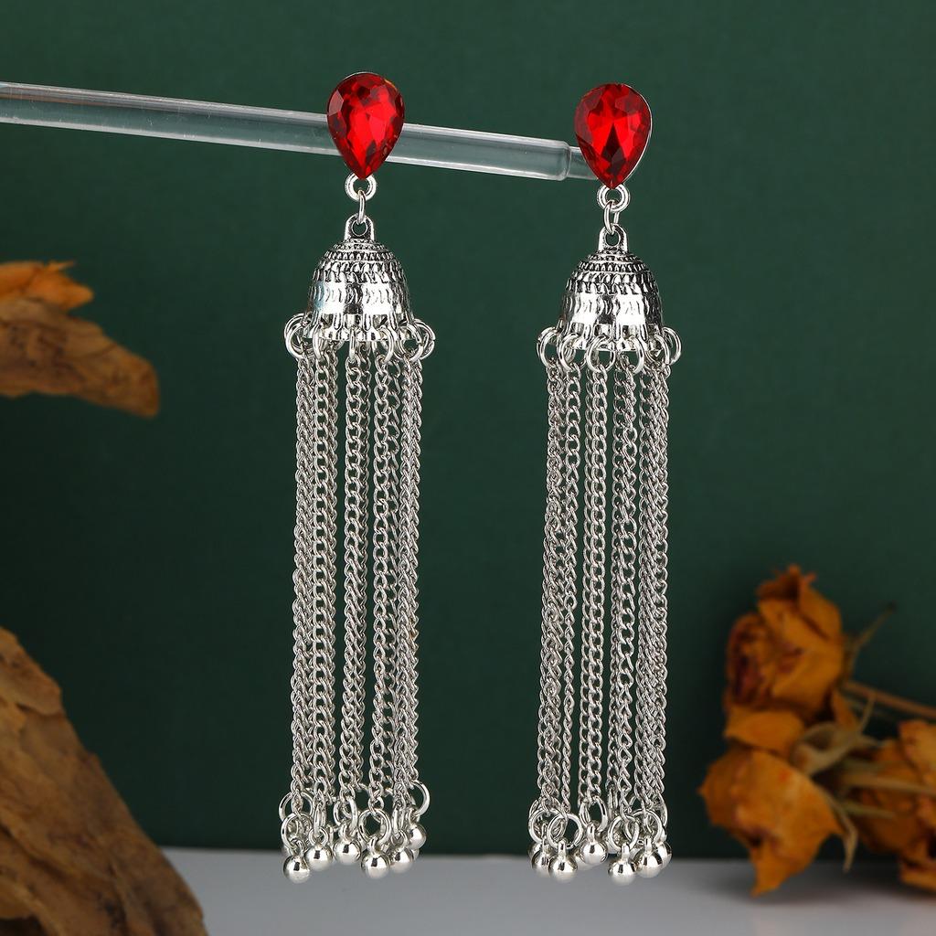 Rhinestone Inlaid Earrings Vintage Drop Earrings Bell Tassel Earrings Hypoallergenic For Music Festivals Dates Friend Gatherings