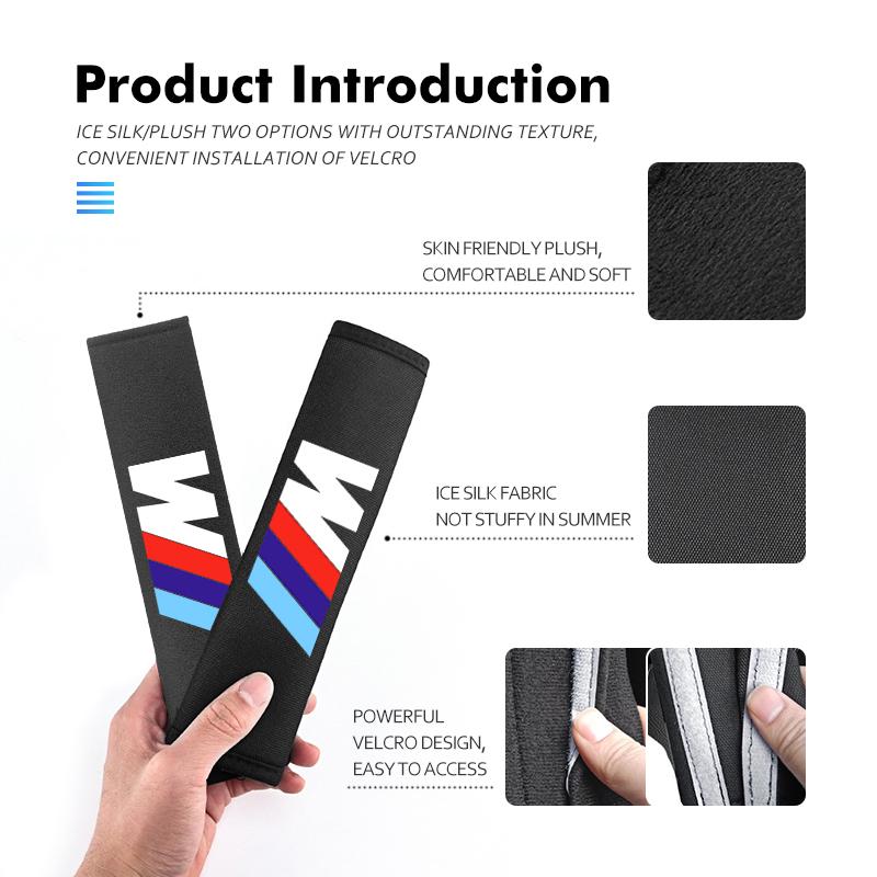 JKGN2 Car Seat Belt Cushion Plush Safety Belt Shoulder Protector Pads For BMW M F10 F20 F30 F40 F15 F25 F26 F31 F49 E62 E83 E84