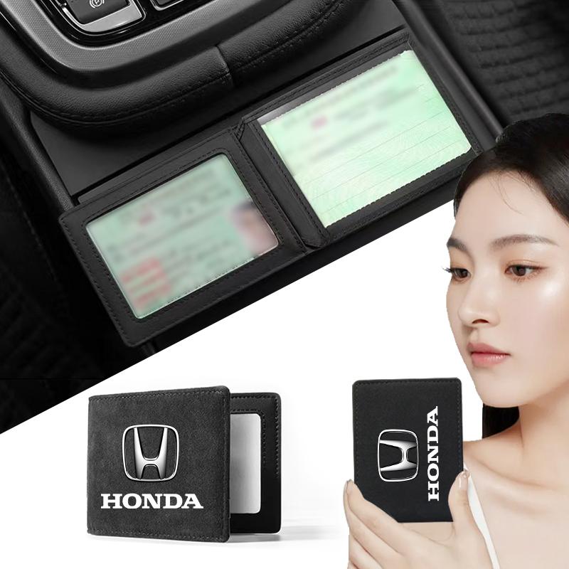 1Pcs Car Emblem Driver License Cover ID Credit Card Holder for Honda Civic Xrv Hrv Crv Brv City Accord Fit Jazz Insight Pilot Passport Stepwgn