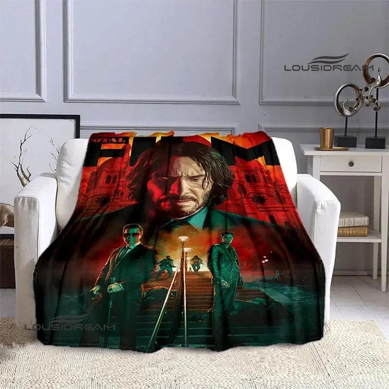 Movie John Wick printed Blankets Picnic blanket Flange Warm blanket Home travel blankets bed linings birthday gift