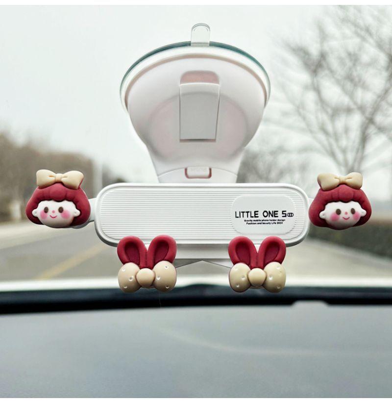 Strawberry Bear Magnetic Car Phone Holder with Firm Suction - Cute Interior Navigation Accessory