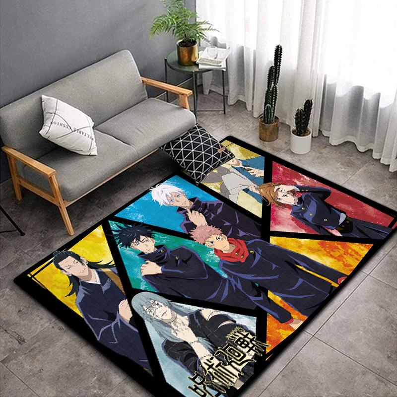 Jujutsu Kaisen Anime Rug Large,Carpet Rug for Living Room Bedroom Sofa Decoration,Doormat Kitchen Non-slip Floor Mat Picnic Camp