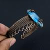 Neon Blue Apatite Bangle, 999 Copper Wire Wrapped Jewelry, Gemstone Bangle, Gift For Her Handmade Dainty Jewelry