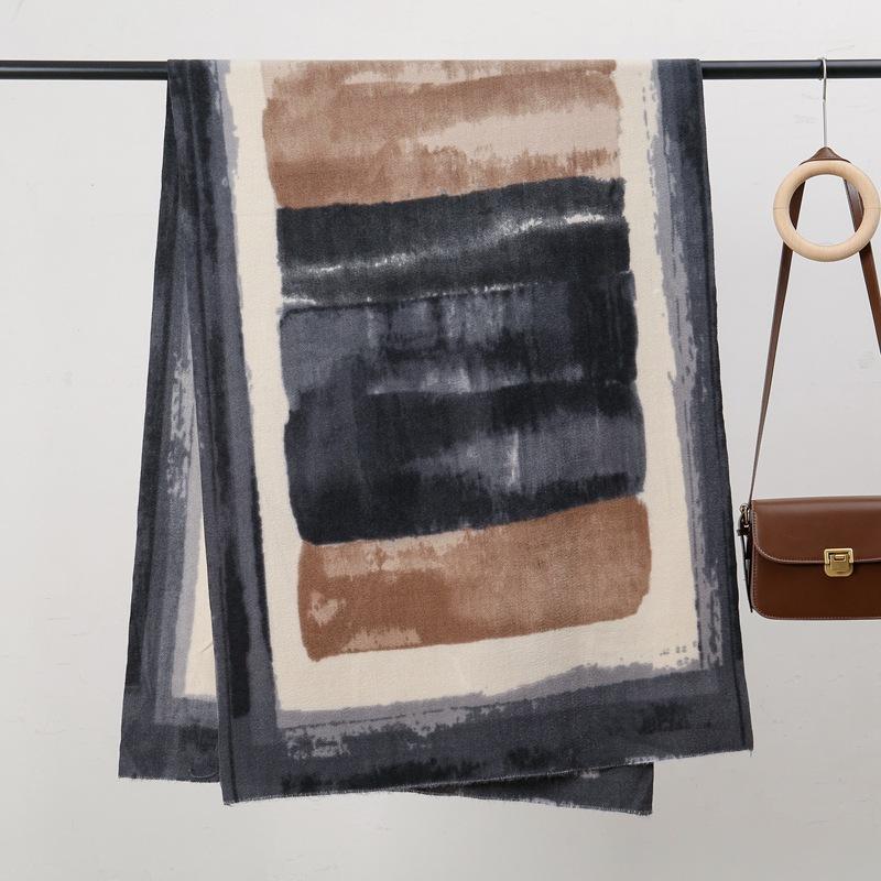 Strip Hand-painted 70 New Autumn and Winter Skin-friendly and Warm Imitation Cashmere Printed Scarf Versatile Shawl