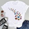 Summer New Shortsleeved Tshirt with Swan and Butterfly Print Patterns Roundneck Top Made of Modal Fabric Women Clothing
