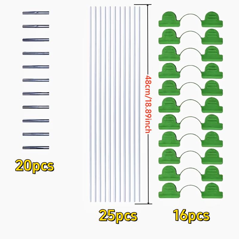 1set Garden Tunnel Kit Greenhouse Frame Kit With Fiberglass Poles Connectors Clips For Plant Greenhouse Gardening Accessories