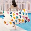 Colorful Heart-shaped White Pattern Sunscreen and Windproof Suitable for Beach Pool Camping Travel Beach Blanket