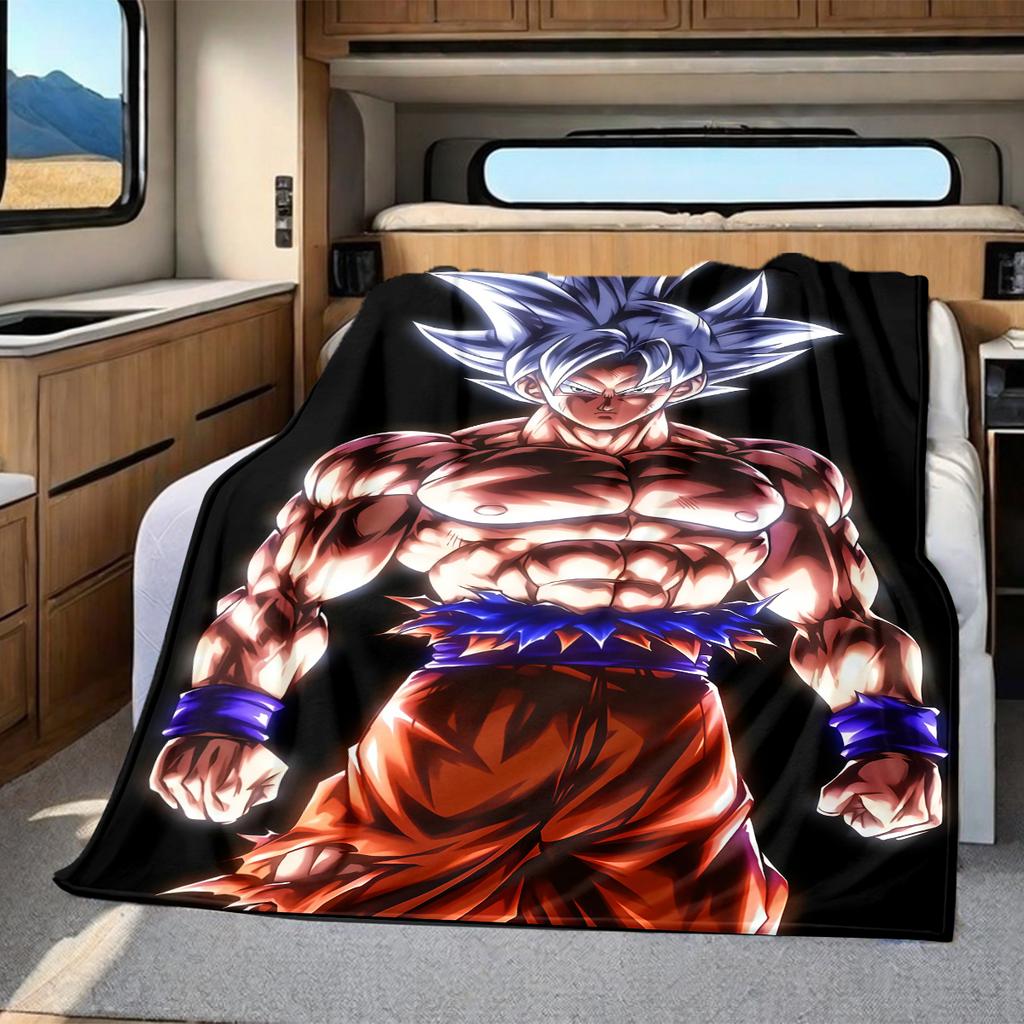 1 Stück Son Goku Druck Flanelldecke, Hohe Qualität für alle Jahreszeiten, Heimdekoration, Wärme und Komfort, Perfekt für Weihnachtsgeschenke