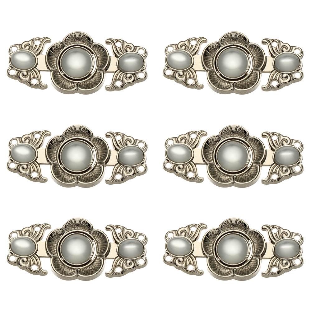 6 Stück Retro Schalspange Pullover Metallknöpfe Verbindungsverschluss Umhang Umhangverschluss Cheongsam Schnalle