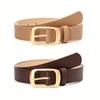 1pcs Women's Belt Fashion Classic Buckle PU Leather Belt Versatile Casual Golden Needle Buckle - Pair with Jeans, Pants, Dress