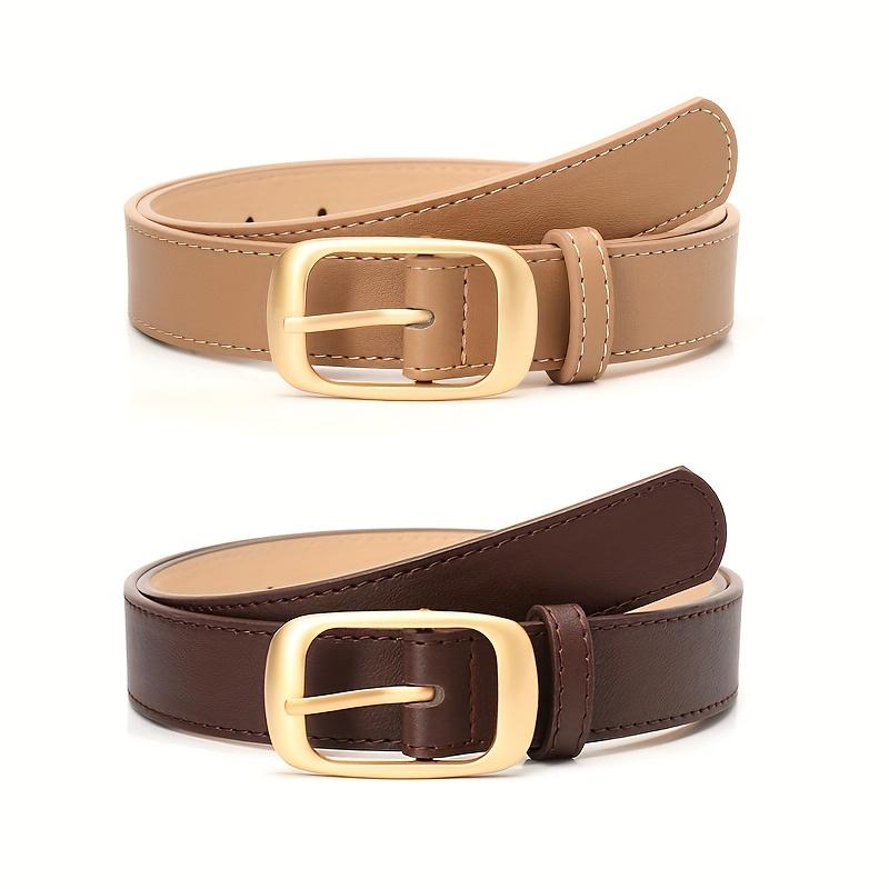 1pcs Women's Belt Fashion Classic Buckle PU Leather Belt Versatile Casual Golden Needle Buckle - Pair with Jeans, Pants, Dress