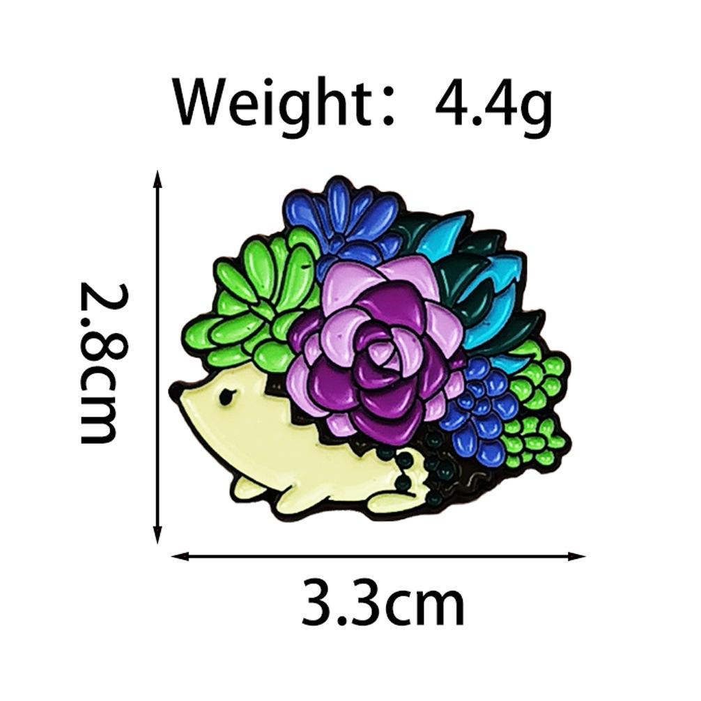 Butterfly & Hedgehog Cartoon Brooch with Fresh Flower Design - Metal Badge for Clothing & Backpacks