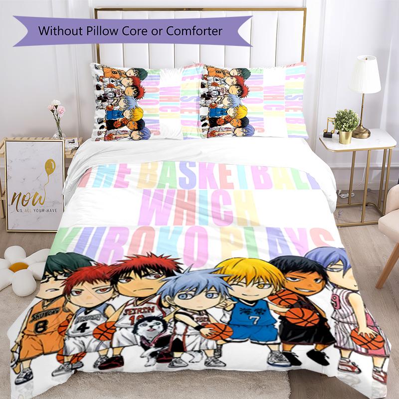 3pcs Kuroko's Basketball Design Cover Set - HD Printed Bedding with 1 Cover and 2 Pillowcases - Perfect for Home and Dorm Decor