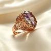 European and American, gold-plated ring inlaid with oval purple zircon ring, luxury fashion ring.