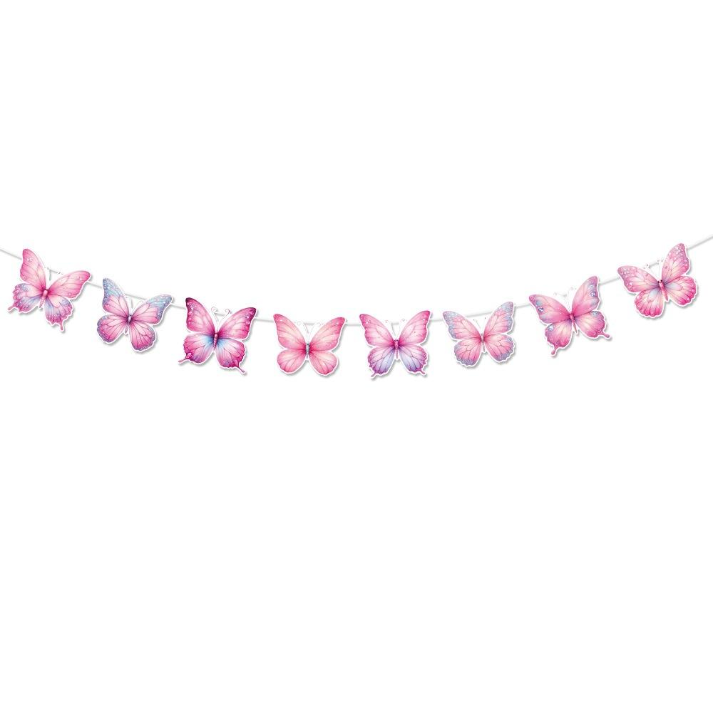 Butterfly-themed Birthday Banner "happy Birthday" Banner Birthday Decoration Atmosphere Arrangement