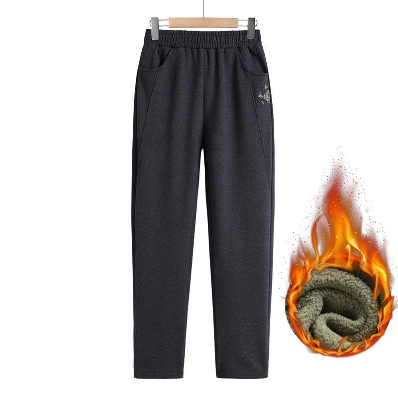 Mom's Thick Fleece Wool Pants for Winter & Middle-Aged Comfort