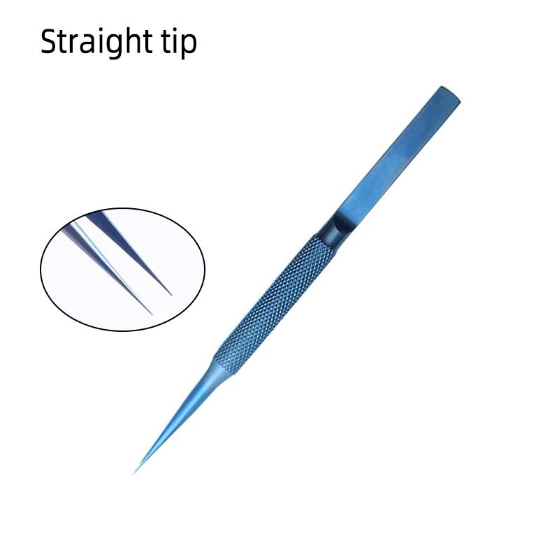 

1PC Fingerprint Flying Wire Tweezers Titanium Alloy 0.15mm Fine Tip Phone Repair Curved Or Straight Tip Straight tip&14cm синій