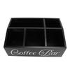 Coffee Station Organizer 5 Compartments Wooden Coffee Pods Holder Storage Basket for Countertop