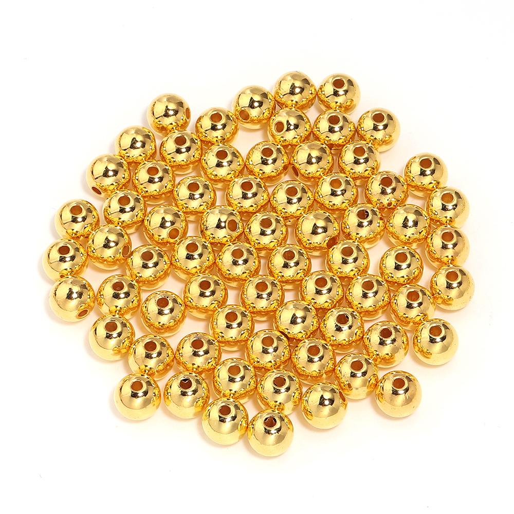 10-1000pcs ABS Imitation Pearl Beads 3-20mm Gold Round Loose Spacer Beads For DIY Jewelry Making Bracelet Necklace Acessories