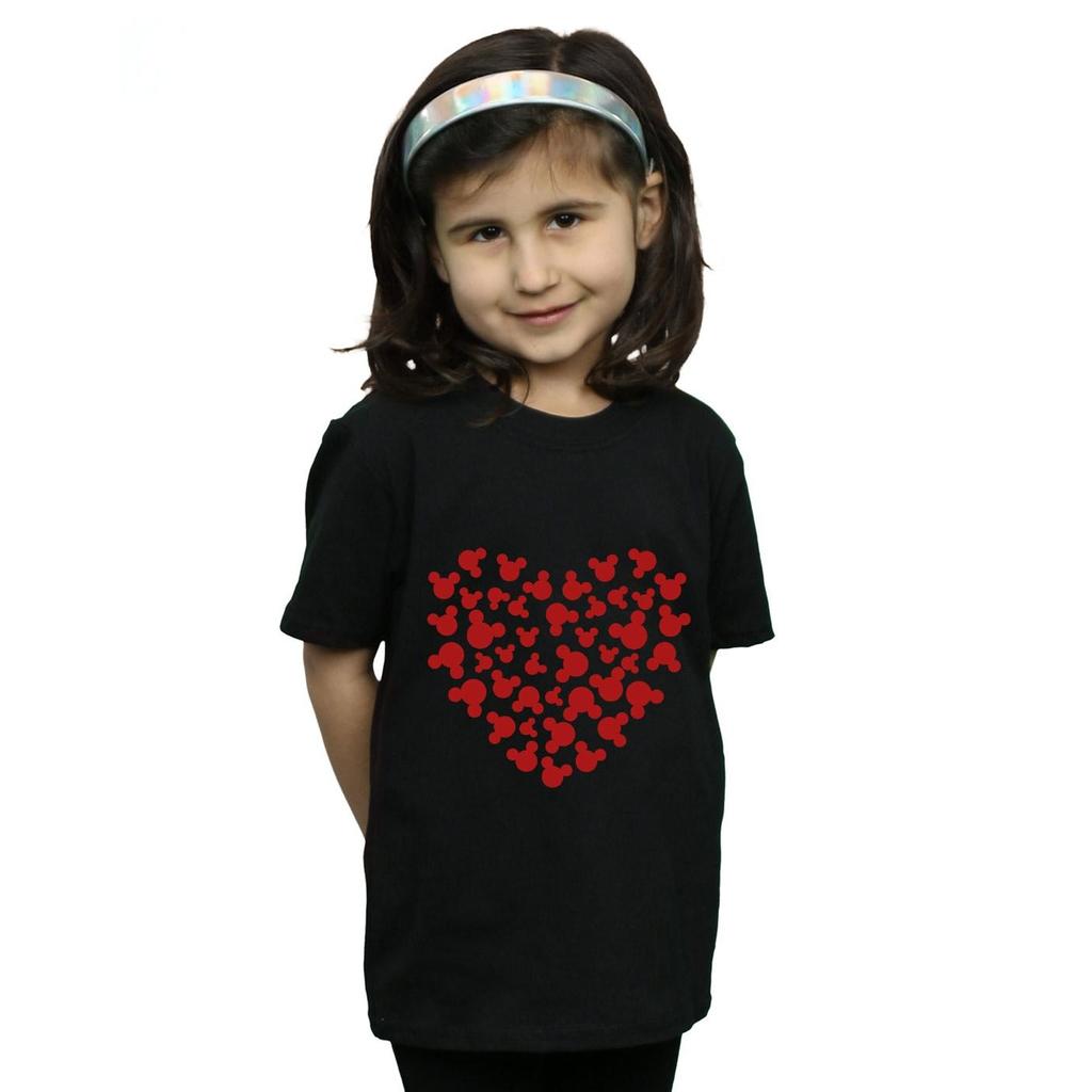 Disney Girls Mickey Mouse Heart Silhouette Cotton T-Shirt