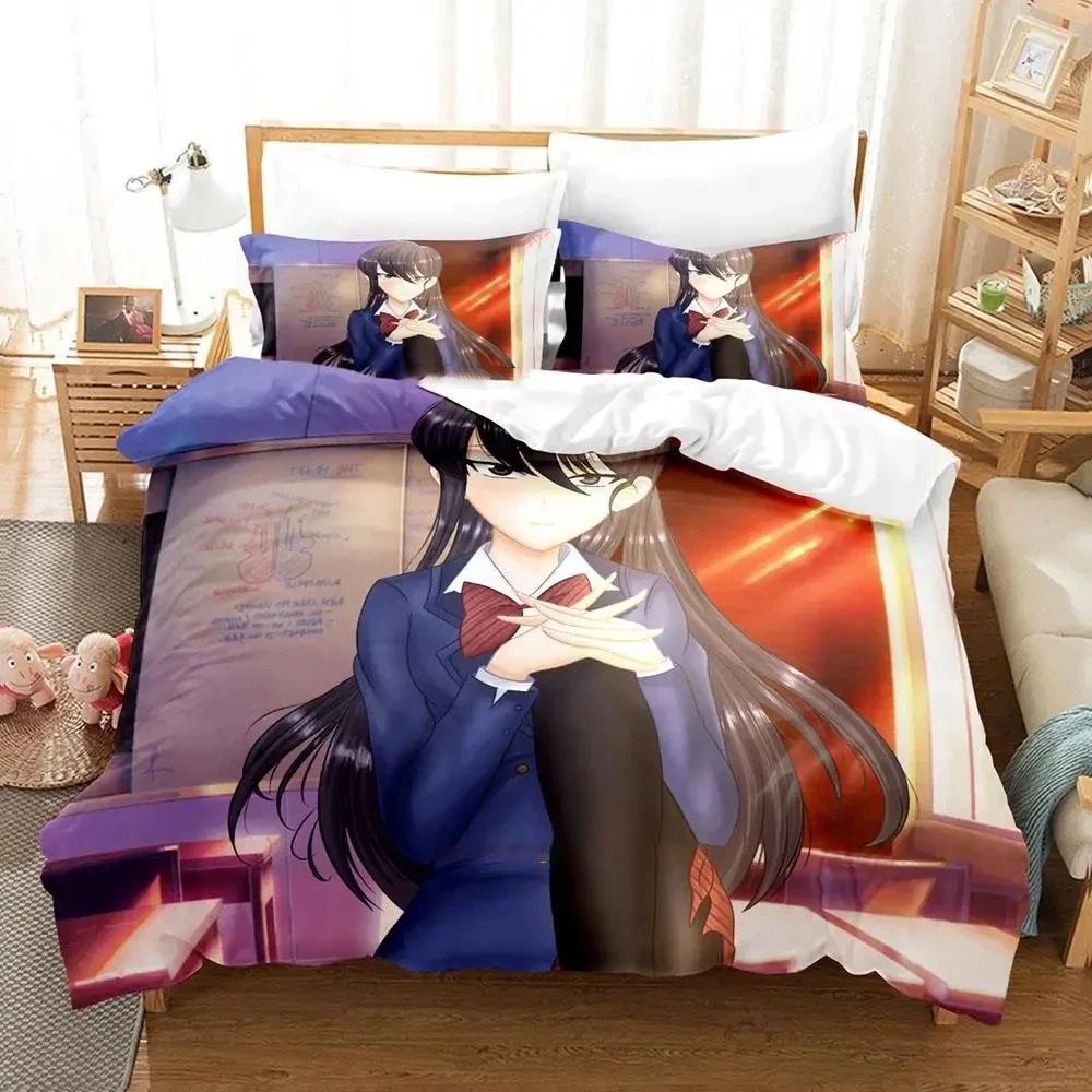 3d Anime Komi-san wa, Komyushou desu Bedding Set Boys Girls Twin Queen Size Duvet Cover Pillowcase Bed Kids Adult Home Textiles