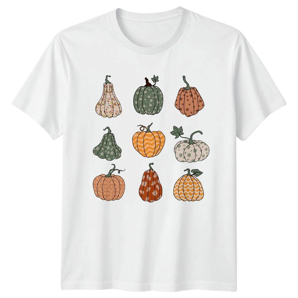 Boho Chic Fall Pumpkins Pattern Unisexs TShirt Boho Aesthetic Autumn S