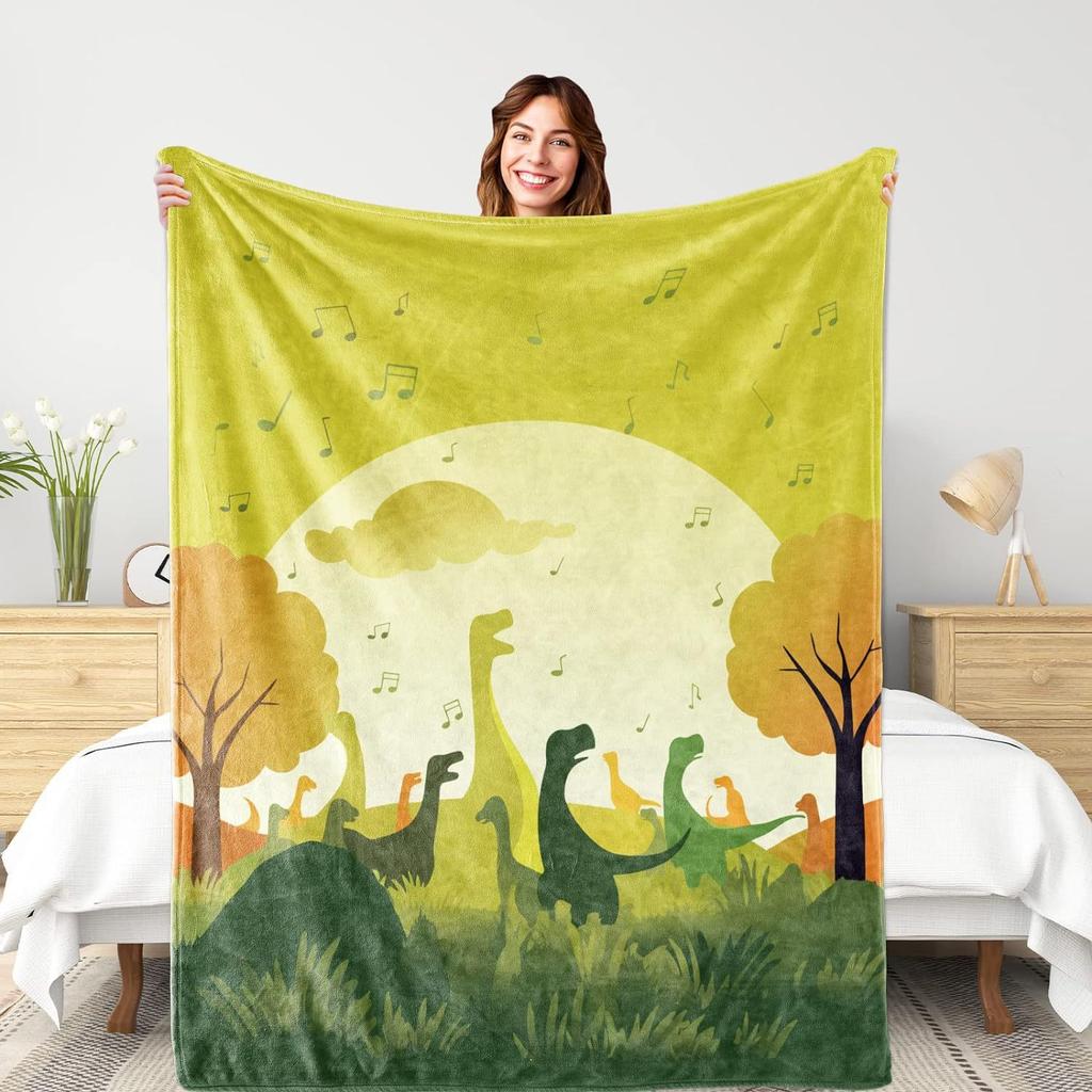 Cartoon dinosaur pattern Printed Blanket for Sofa Travel Camping Living Room Office Conditioning Blanket for All Seasons Gifts