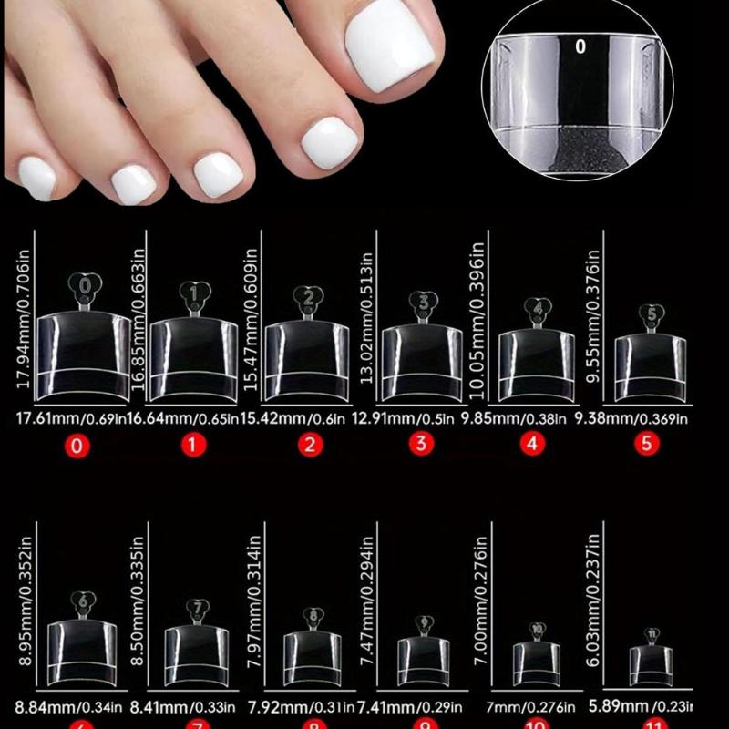 120/240Pcs Fake Toe Nail Tips Transparent Half Cover Toenail For Pedicure Square Press On Toenails For Women Nail Salons Diy