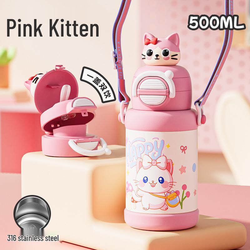 

Adorable Cartoon Kids Thermos Cup - Fun and Cute Double-Use for School 500ML-550ML [Kids Thermos Cup]